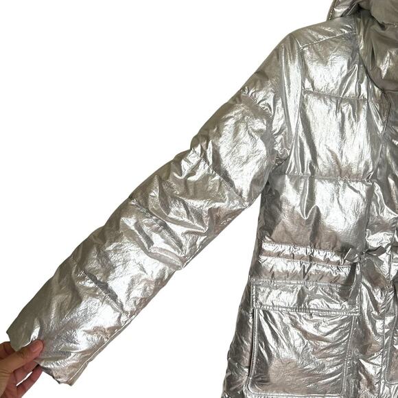Crewcuts Girl Puffer Jacket with Hood Silver Size 14 - Picture 3 of 9